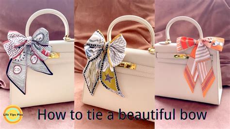 tying a twilly on a handbag